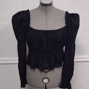 DIVIDED H&M Gothic Y2K Black Puff Sleeve Blouse